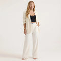 Art Byzance - Women's Tailored Blazer and Wide Leg Pants Suit Set