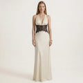 Art Byzance - Women's Elegant Lace Halter Neck Maxi Dress